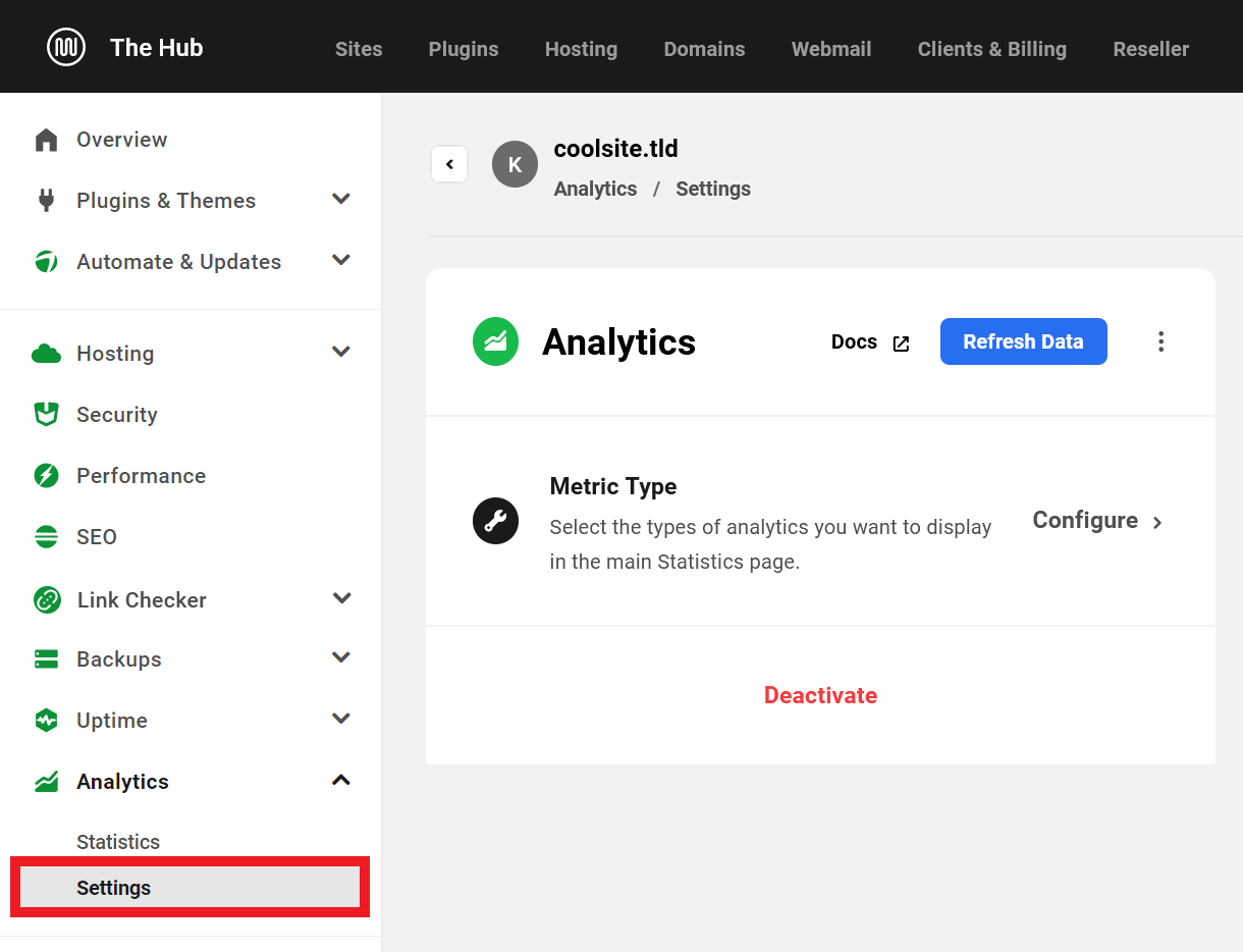Update Analytics Settings