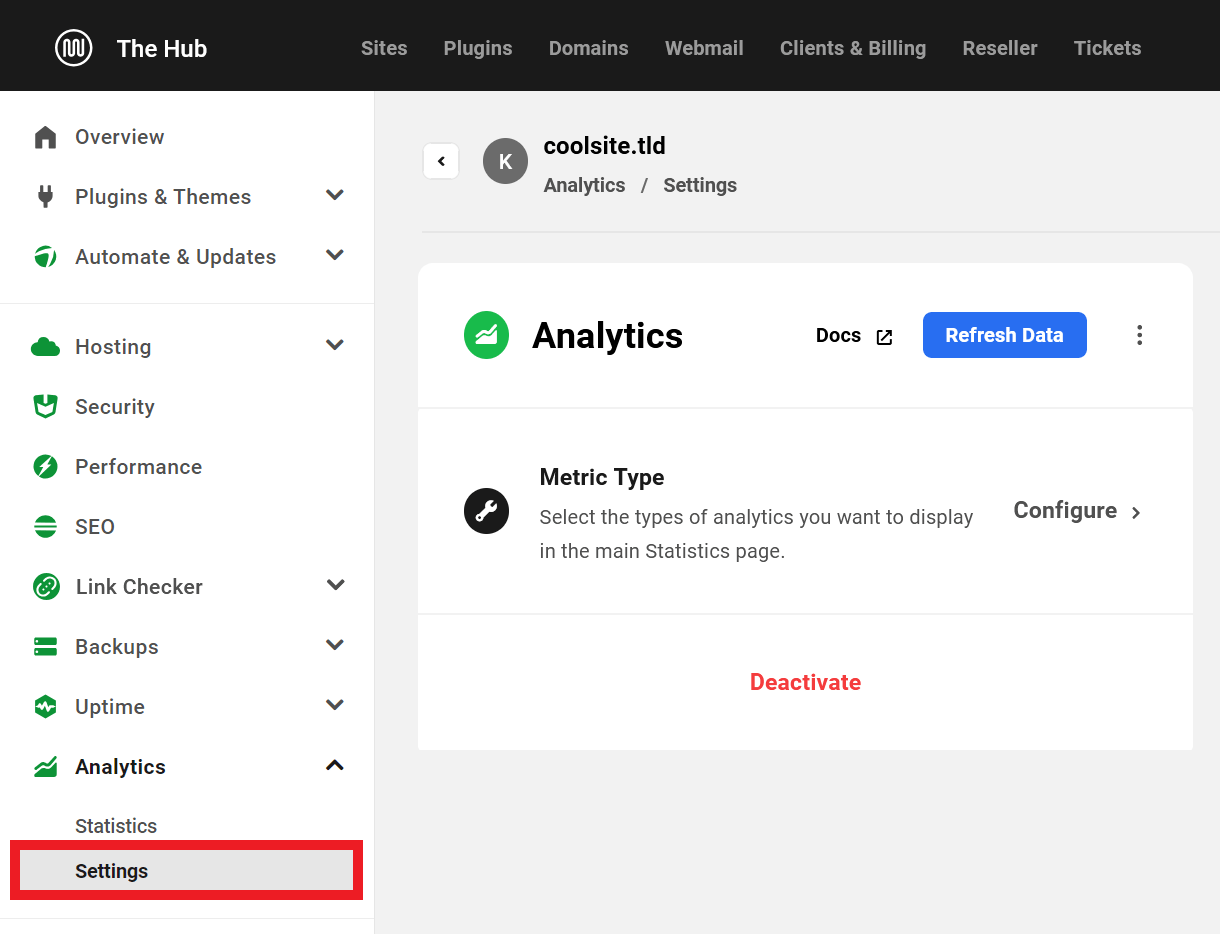 Update Analytics Settings