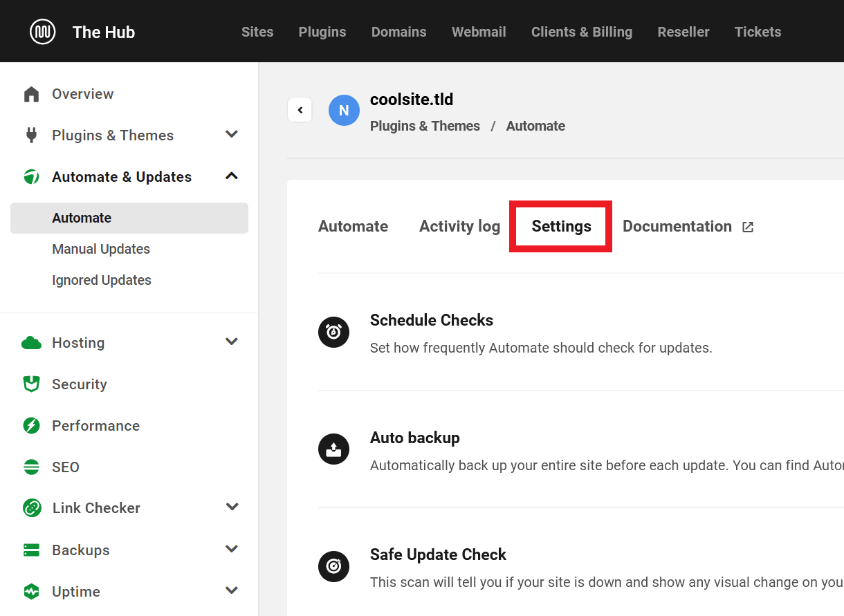 Update Automate Settings