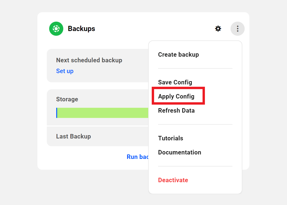 Allows the user to apply saved Snapshot settings to a site