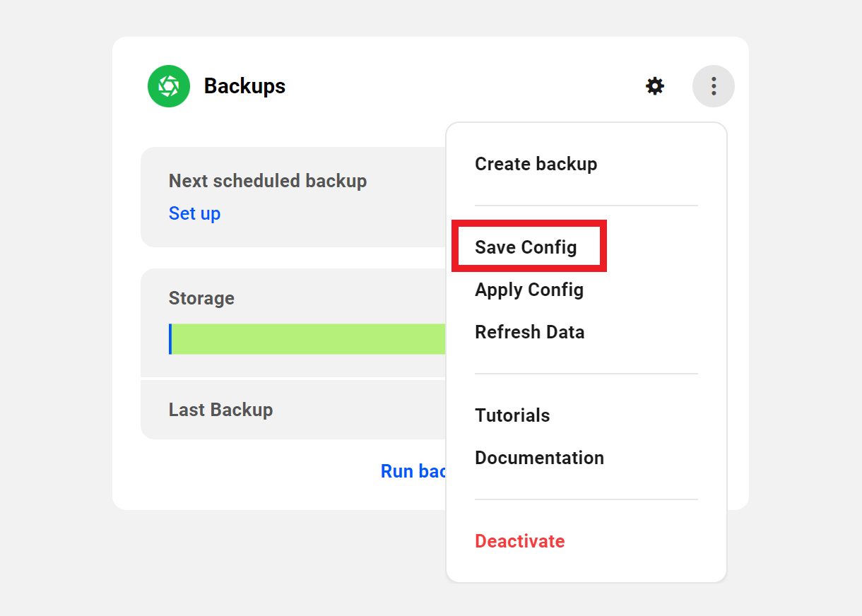 Allows the user to save the current Snapshot settings for a site