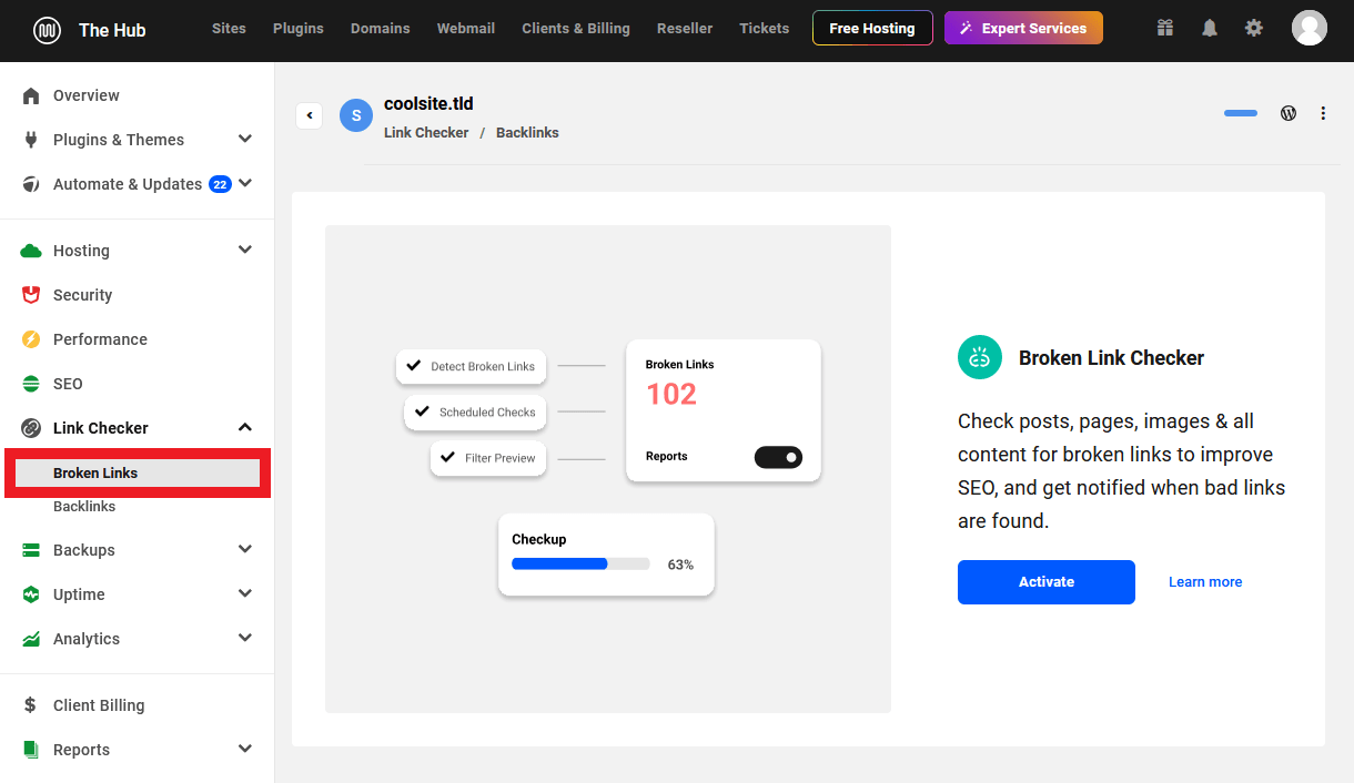 Broken Link Checker in the Hub