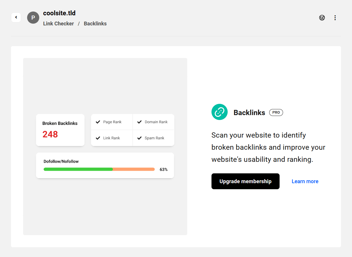 Backlinks checker in The Hub
