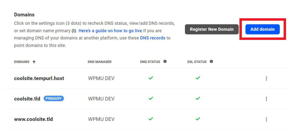 Add a new domain to a WPMU DEV hosted site