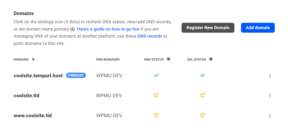 New domain added to a WPMU DEV hosted site