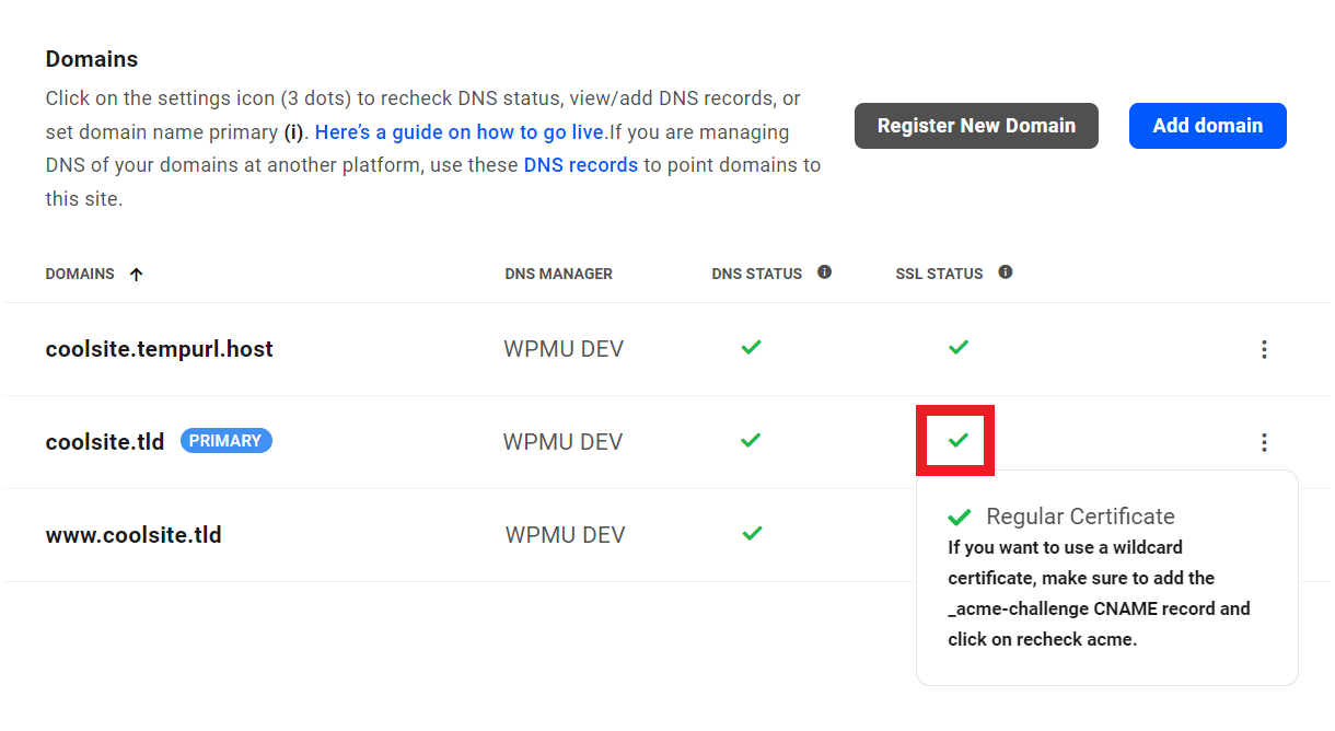Hub 2.0 CNAME prompt for wildcard SSL certificate