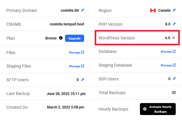 Refresh WordPress version