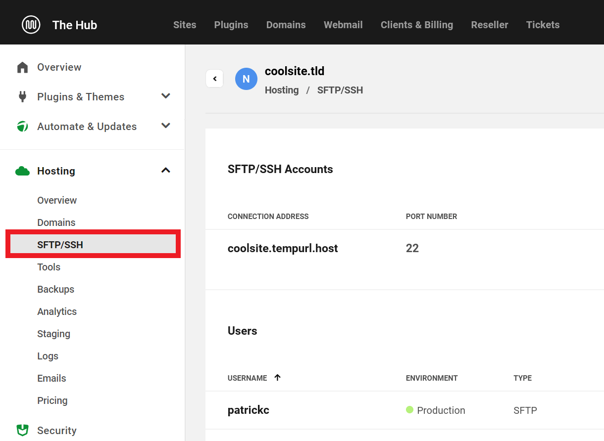 Allows the user view-only access to a site’s SFTP/SSH screen