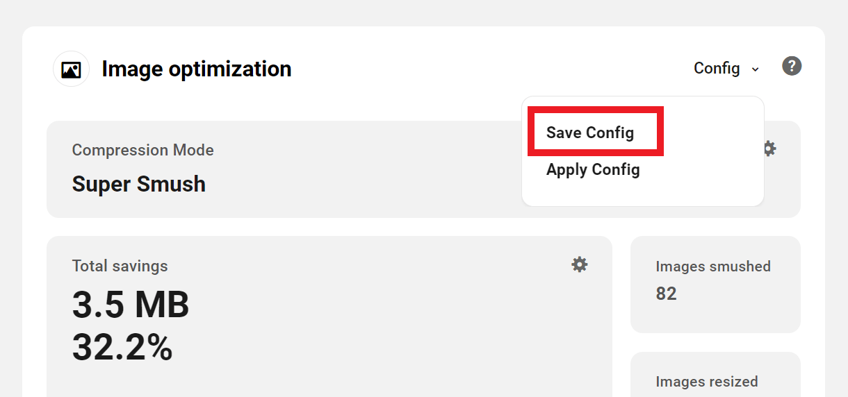 Allows the user to save the current image optimization settings for a site