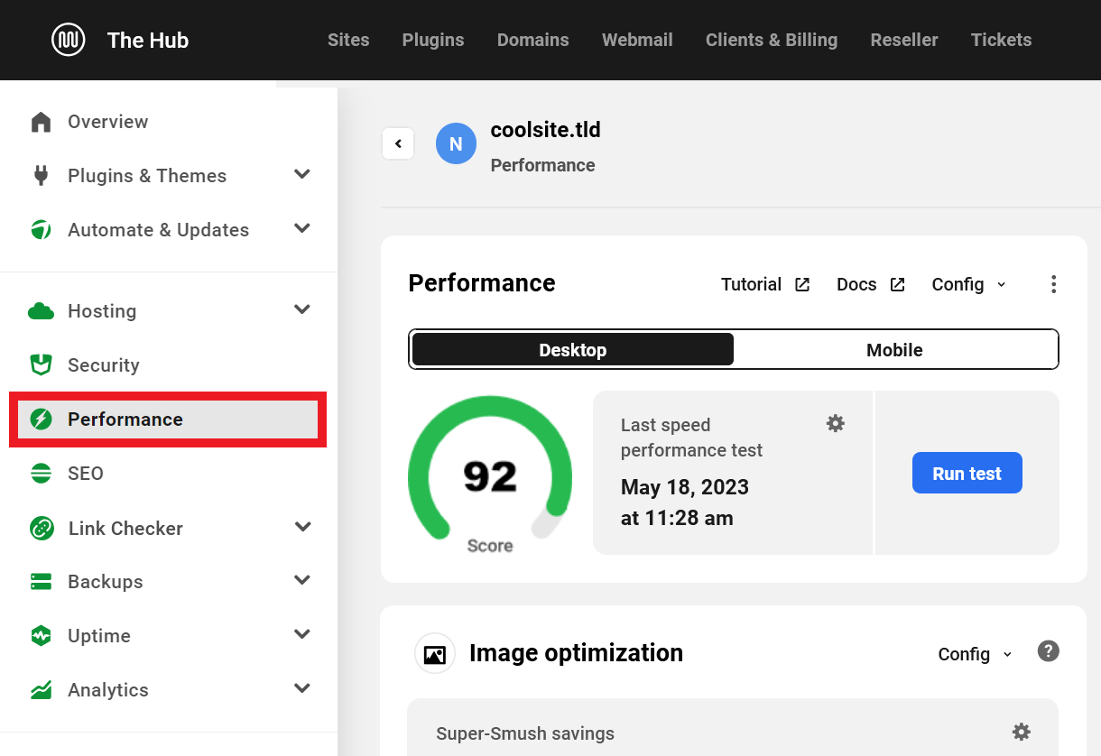 View Site Performance Information