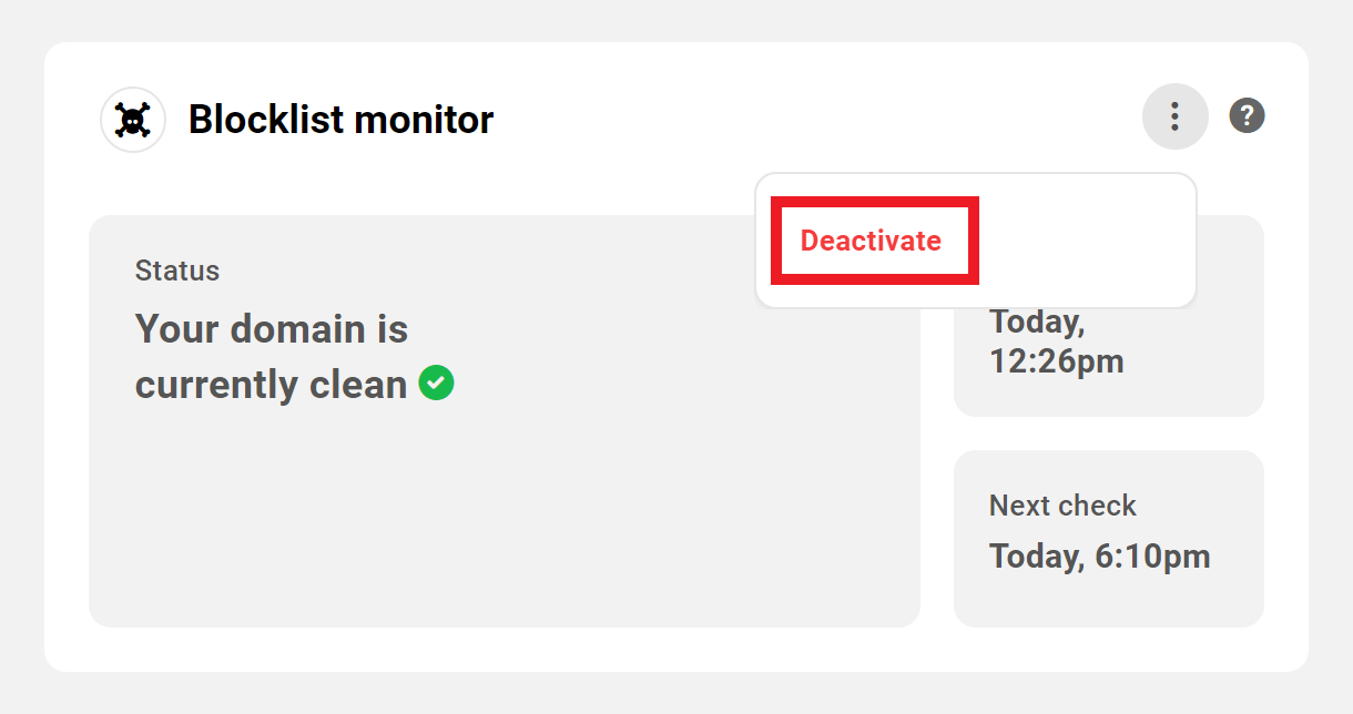 Allows the user to deactivate blocklist monitoring for a site.