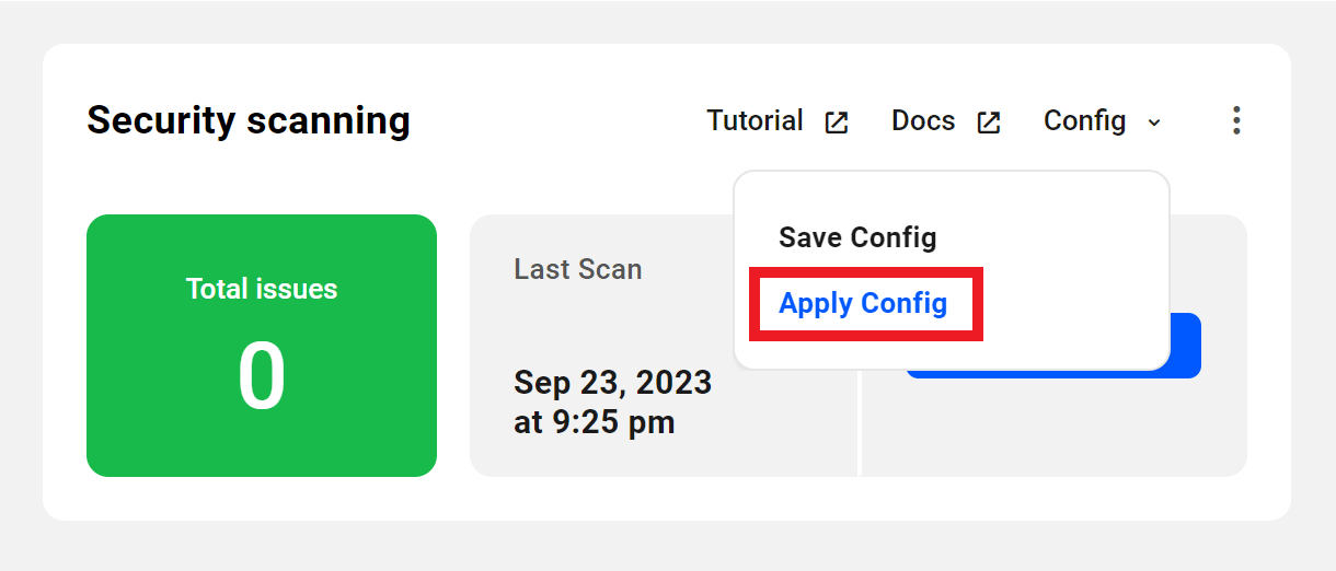 Allows the user to apply saved security settings to a site.