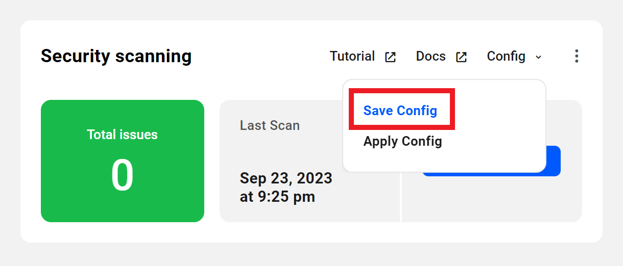Allows the user to save the current security settings for a site.