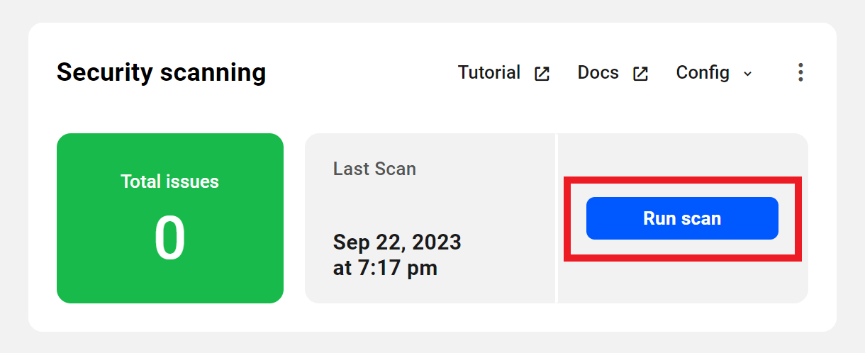 Allows the user to run a Defender security scan on a site.