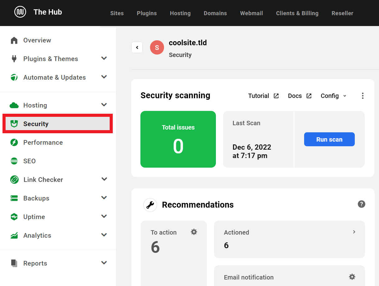 View Site Security Information