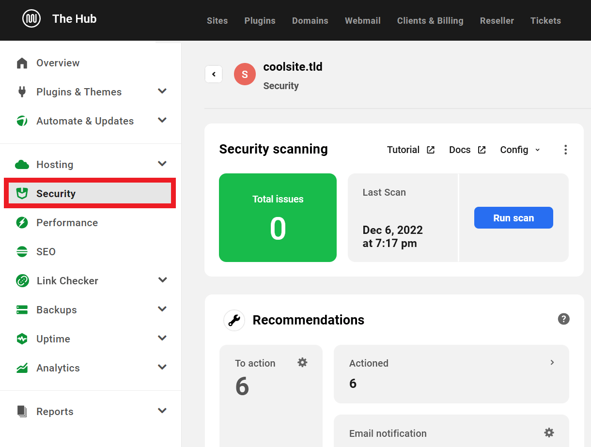 View Site Security Information