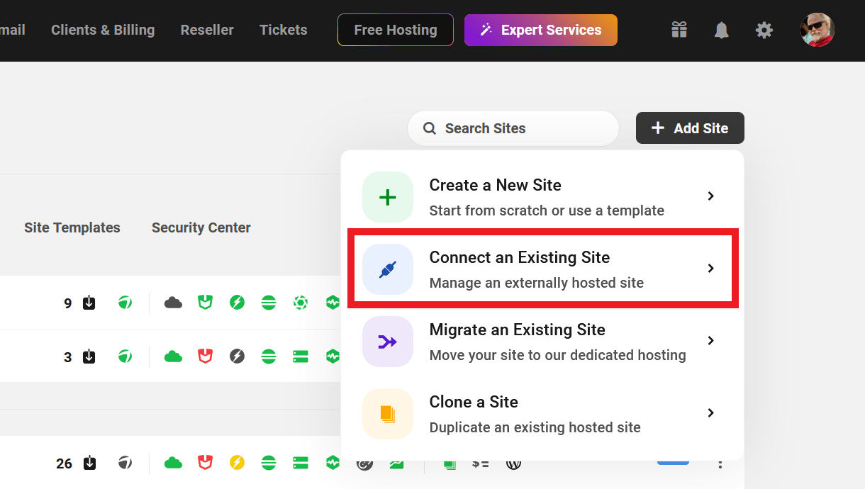 Connect a new site to The Hub