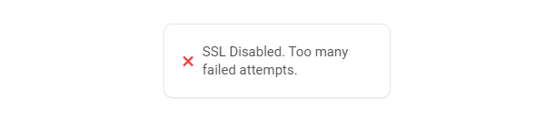 SSL disabled message in the Hub