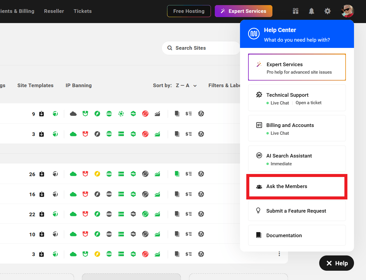 Access the members forums from The Hub