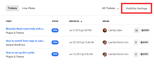 WPMU DEV Tickets visibility