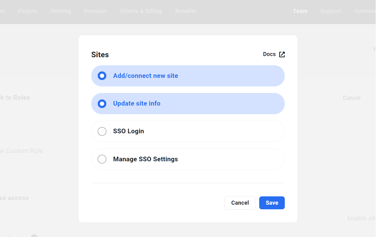 Select capabilities to customize role access in a Hub module