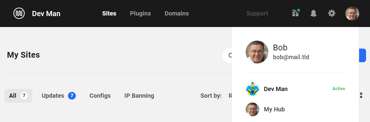 Your Business Name in the team switcher sidebar