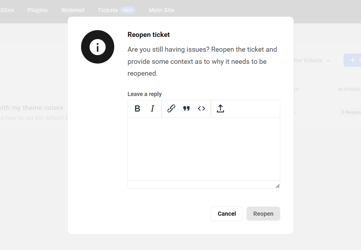 hub tickets client ticket submitted options reopen reply@2x