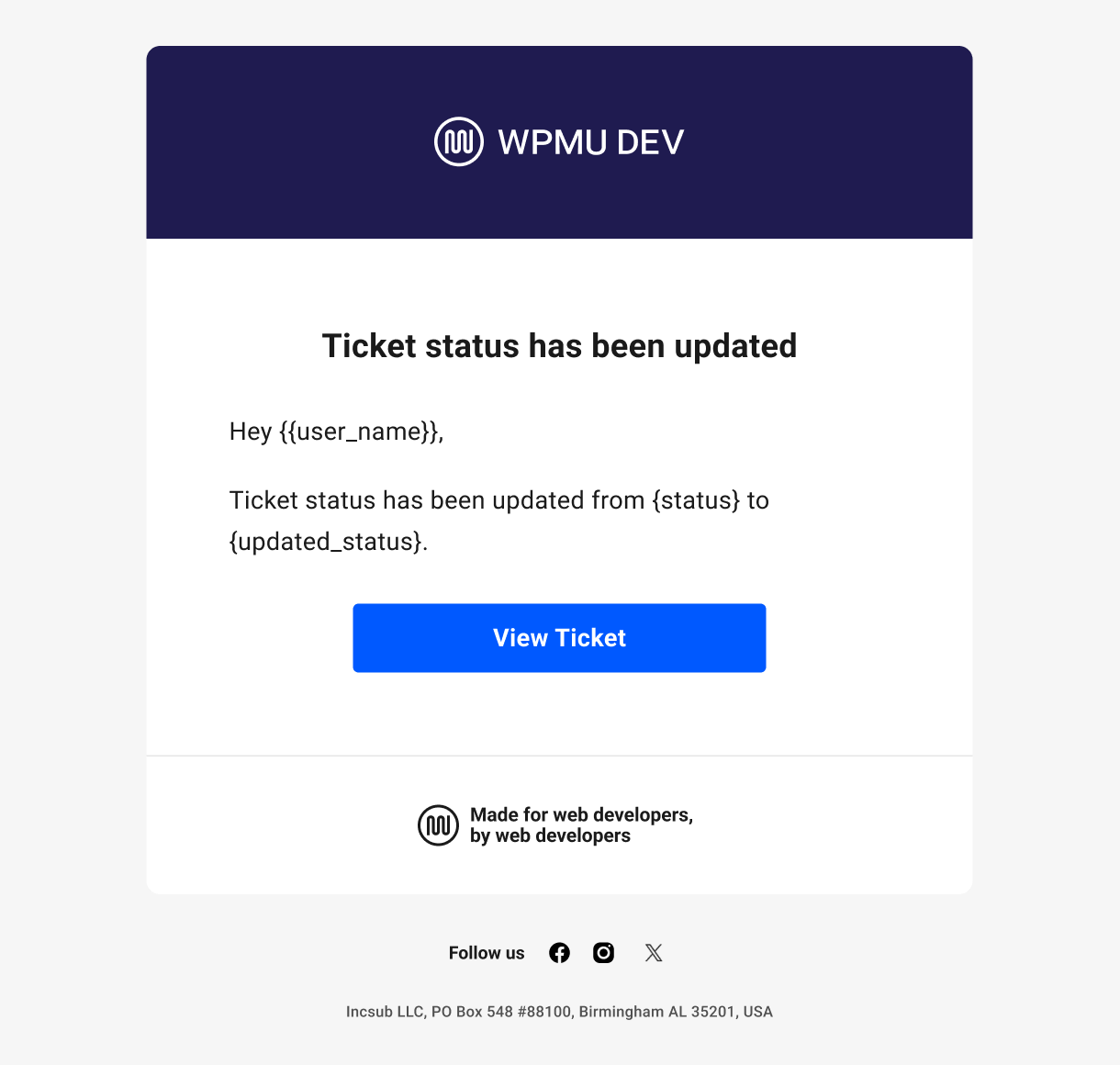 hub tickets email member status updated@2x
