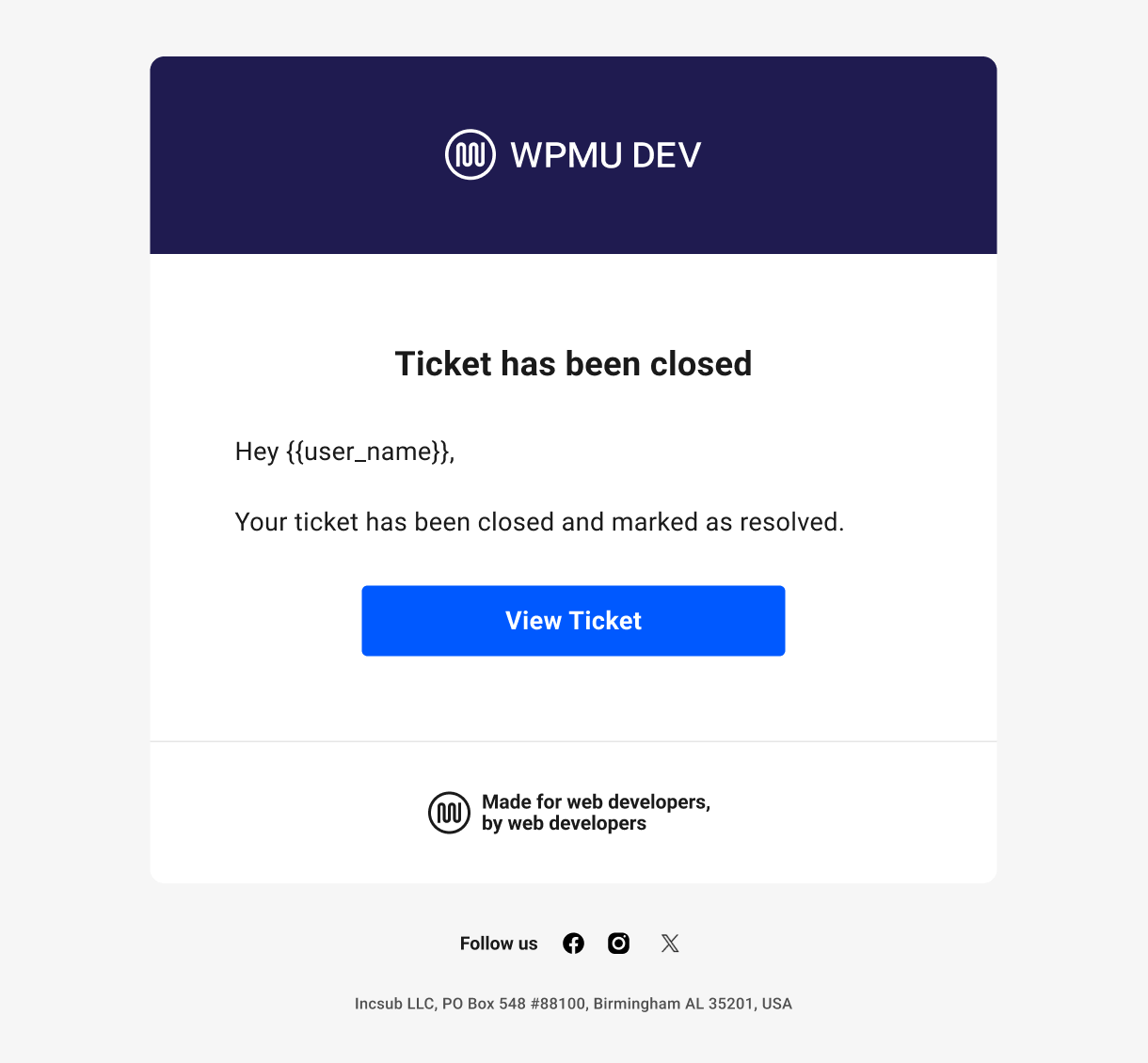 hub tickets email member ticket closed@2x