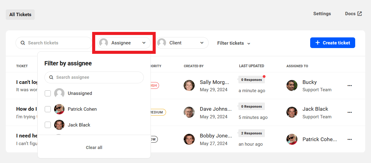 hub tickets ticket submitted filters assignee@2x