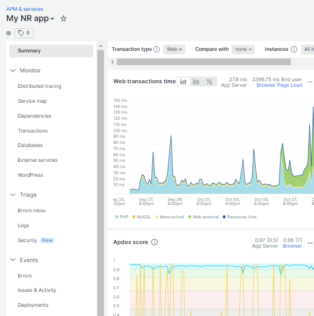View app data in New Relic account