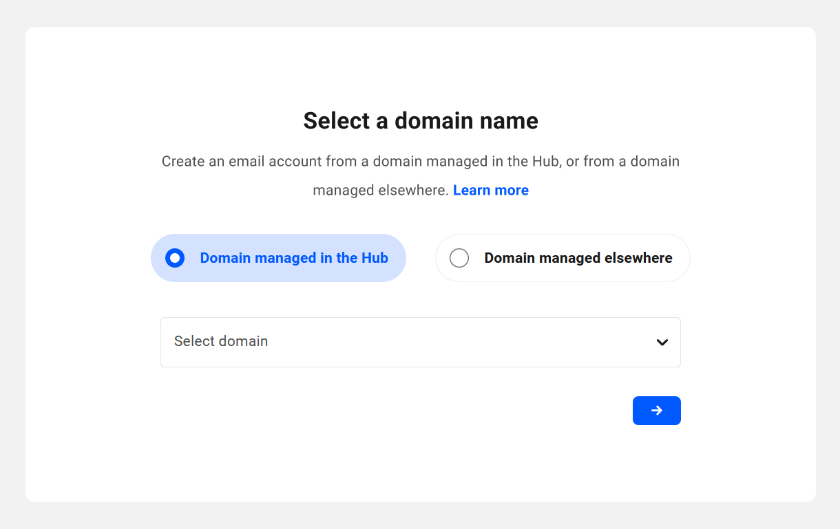 Select a webmail domain