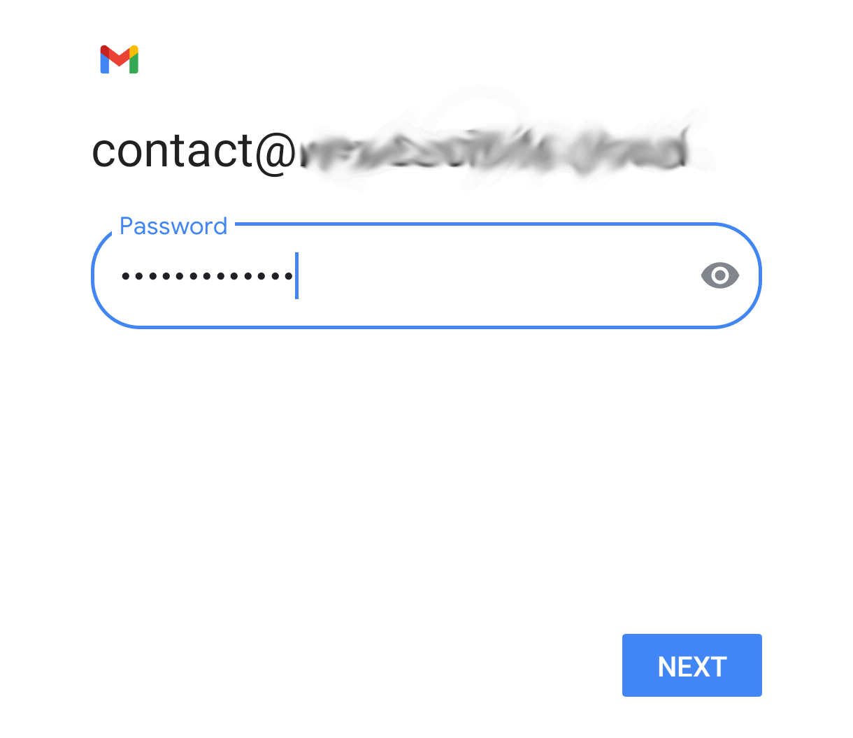 Email account password in the Gmail app