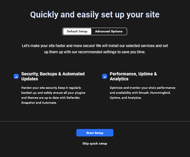 Quick Setup wizard in the Hub