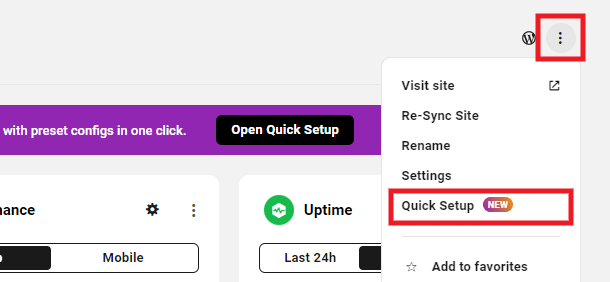 Launch the quick setup wizard in the Hub