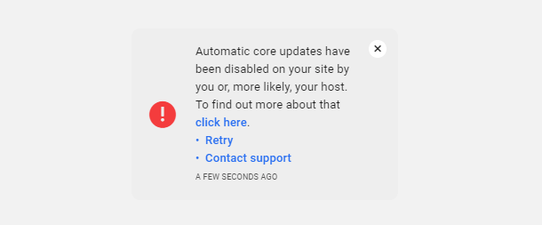 Core updates disabled notice
