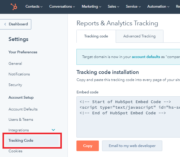 hubspot-chatflow-get-code-settings