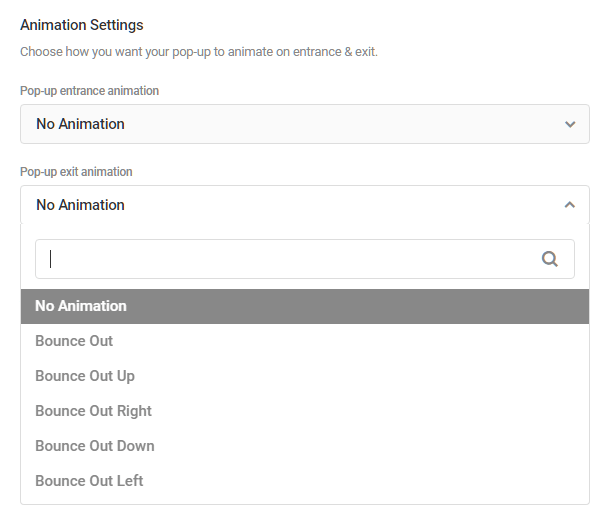 Animation options in Hustle modules