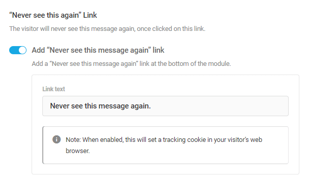 Add a Never See This Again link in a module