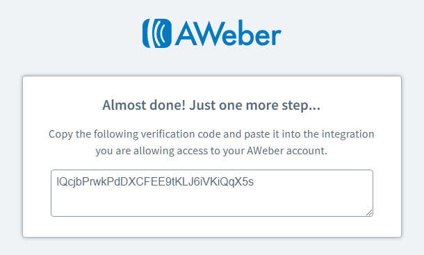 Authorization code for Aweber integration with Hustle