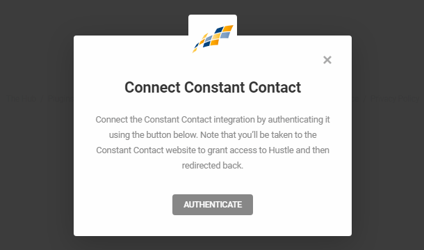 Connect to Constant Contact account in Hustle opt-in module