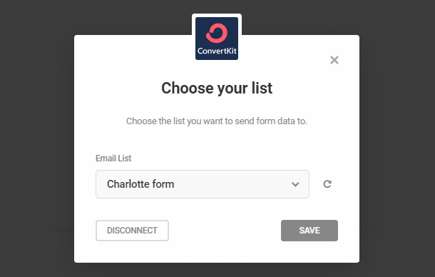Select ConvertKit list in Hustle opt-in module