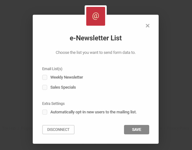 Connect to e-Newsletter lists in Hustle opt-in module