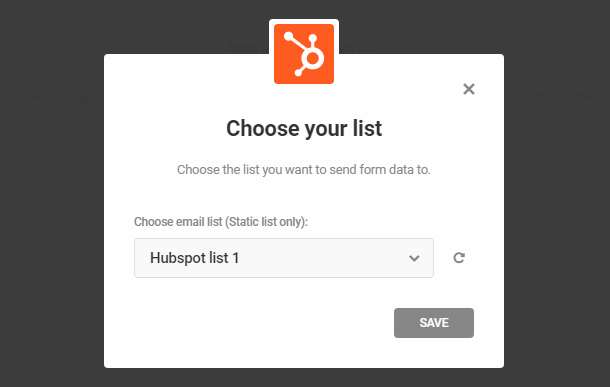 Select Hubspot list in Hustle opt-in module