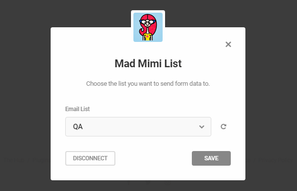 Select Mad Mimi list in Hustle opt-in module