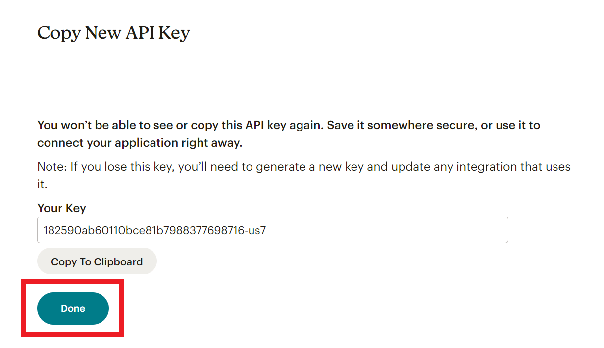 Name new Mailchimp API key for integration with Hustle