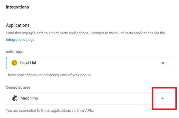 Select Mailchimp integrated app in Hustle opt-in module