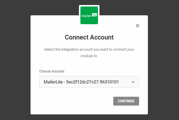 Connect to MailerLite account in Hustle opt-in module