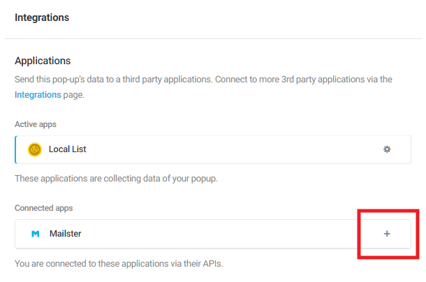 Select Mailster integrated app in Hustle opt-in module