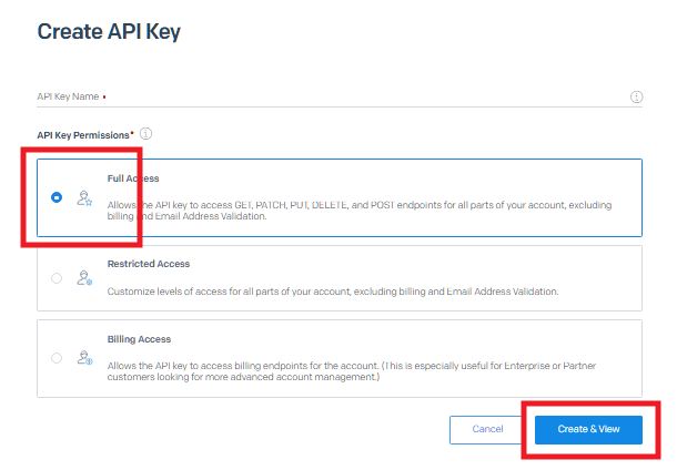 Create new SendGrid API key for integration with Hustle